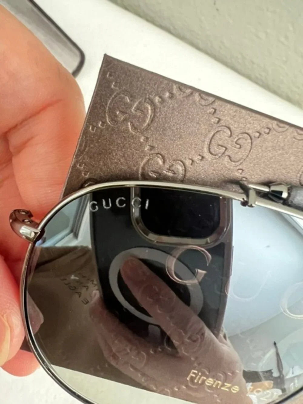 Gucci Silver Gradient Aviator Sunglasses